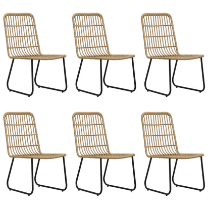 Dining Set | Oak and black | Poly rattan, powder-coated steel, glass