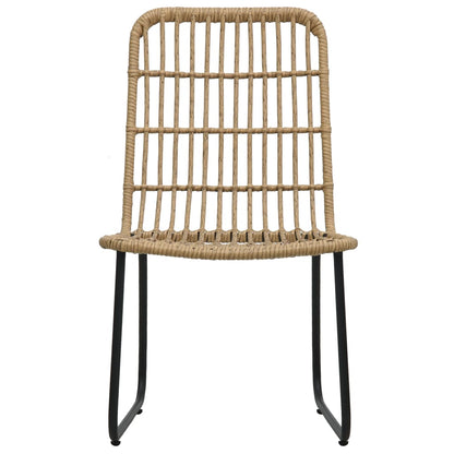 Dining Set | Oak and black | Poly rattan, powder-coated steel, glass