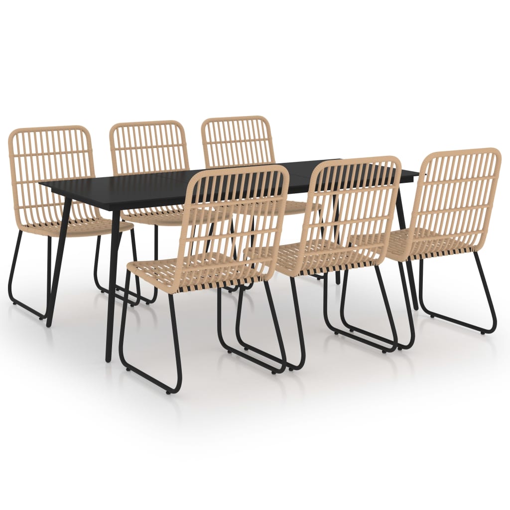 Dining Set | Oak | Poly rattan | 7 Piece Set | Stackable | Dining Set