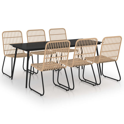 Dining Set | Oak | Poly rattan | 7 Piece Set | Stackable | Dining Set