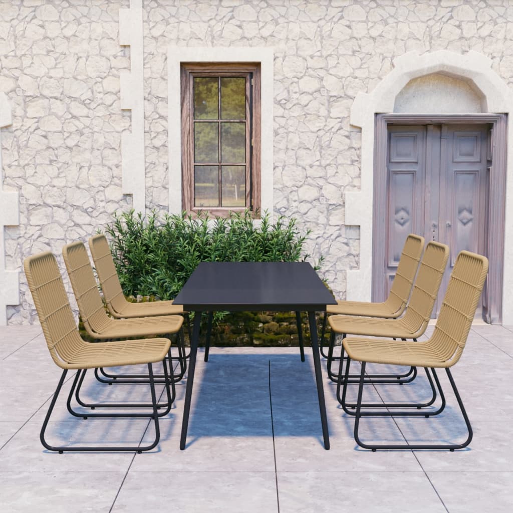 Dining Set | Oak | Poly rattan | 7 Piece Set | Stackable | Dining Set