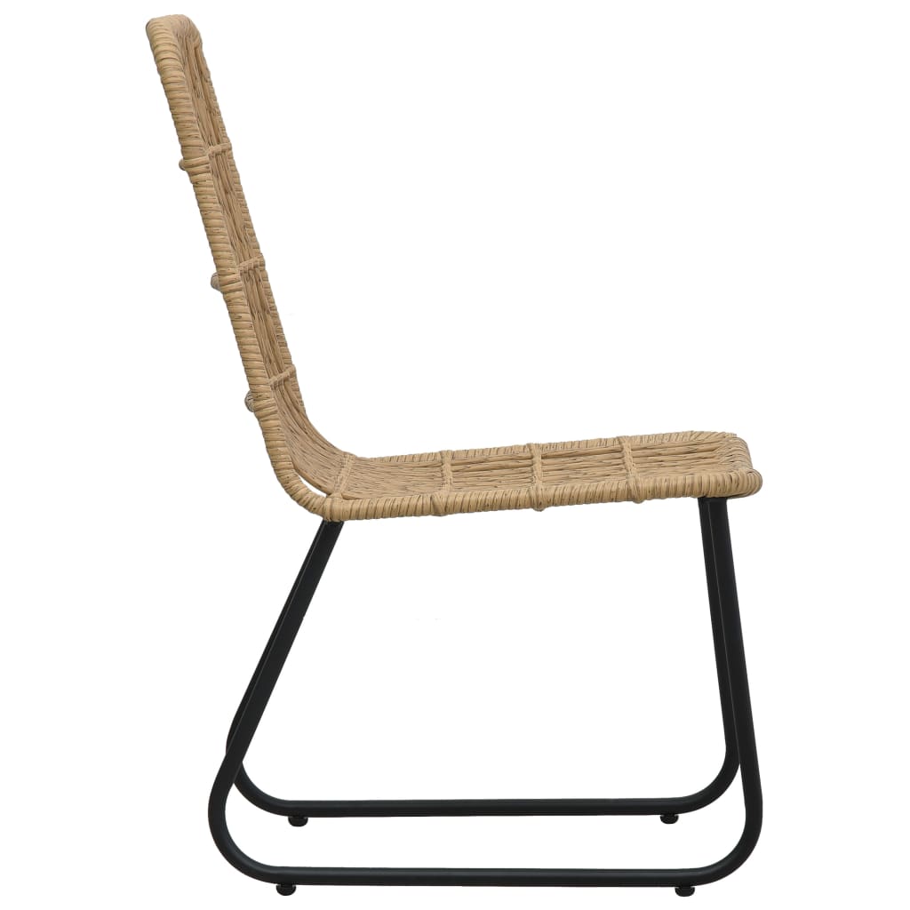 Dining Set | Oak and black | Poly rattan, powder-coated steel, glass