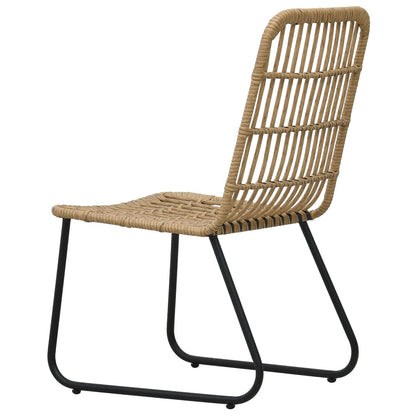 Dining Set | Oak and black | Poly rattan, powder-coated steel, glass