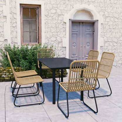 7 Piece Outdoor Dining Set Poly Rattan and Glass