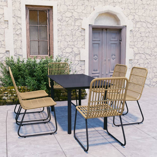 7 Piece Outdoor Dining Set Poly Rattan and Glass