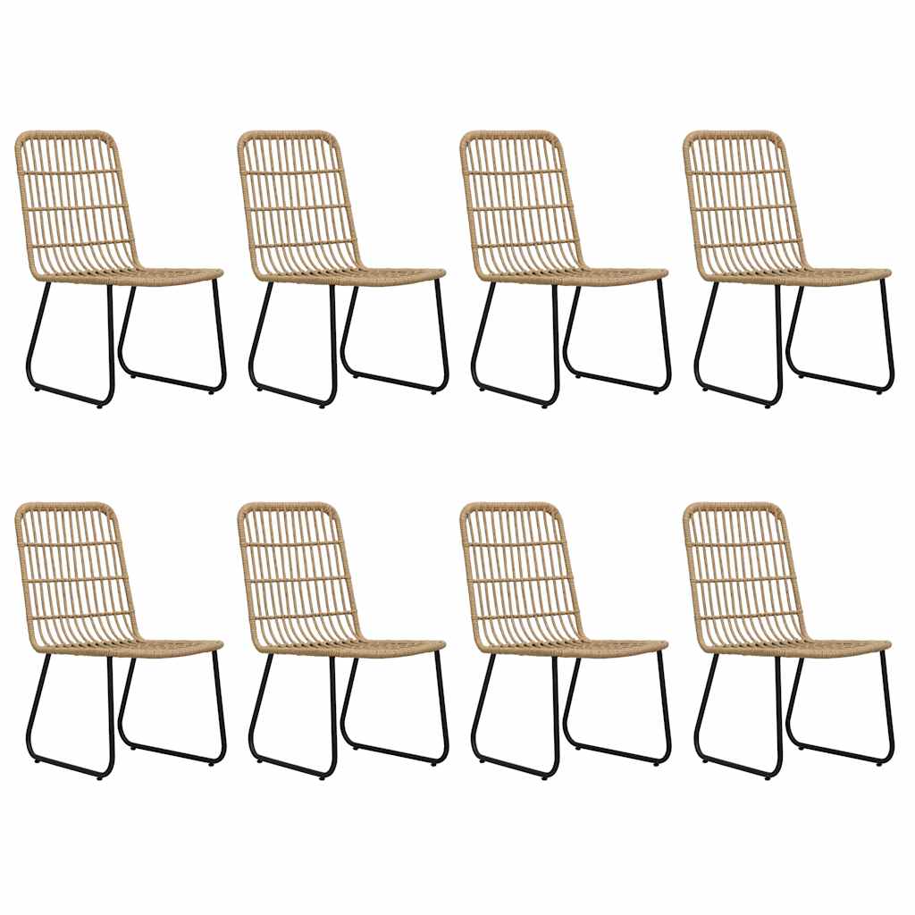 Dining Set | Oak and Black | Poly Rattan, Steel, Glass | Large