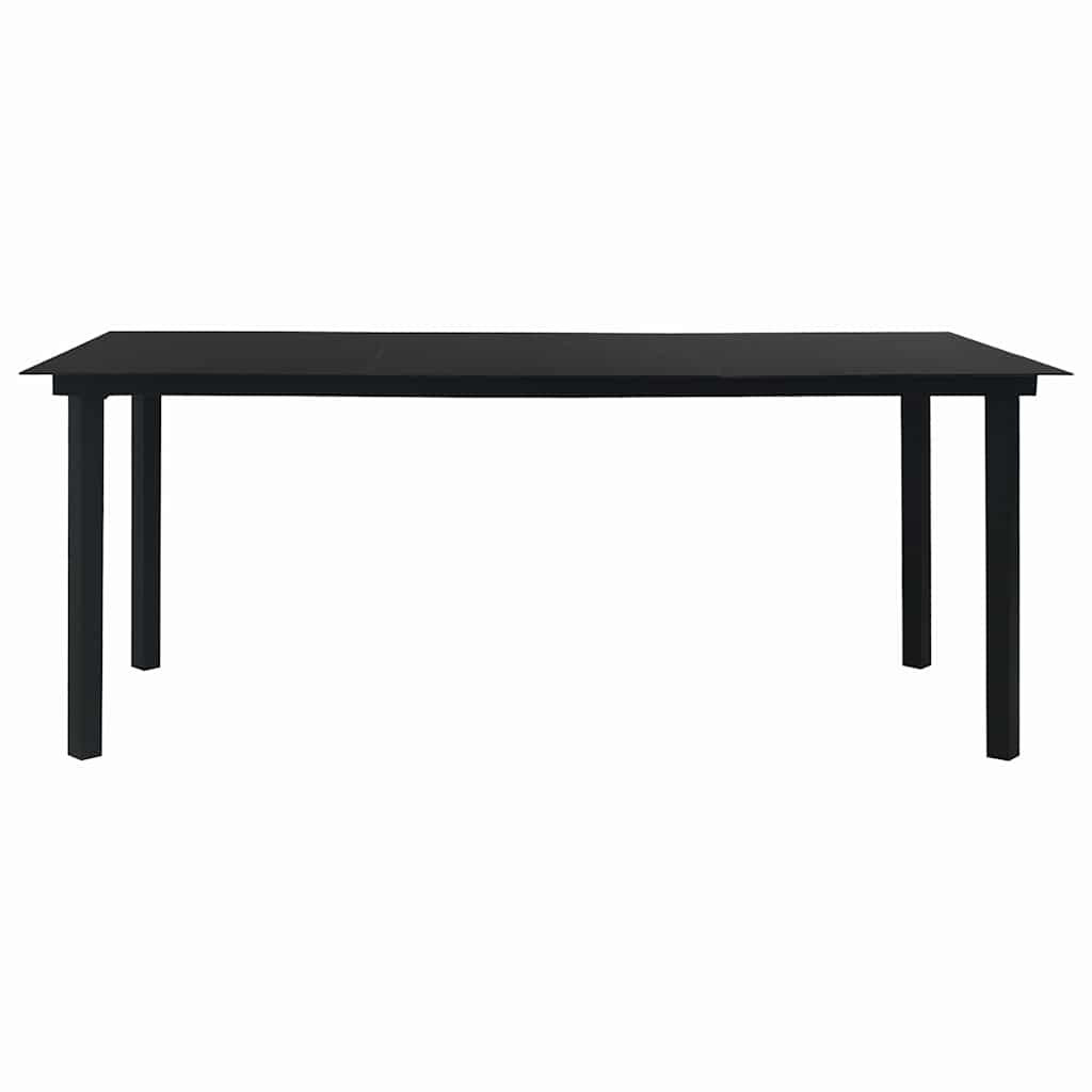 Dining Set | Oak and Black | Poly Rattan, Steel, Glass | Large