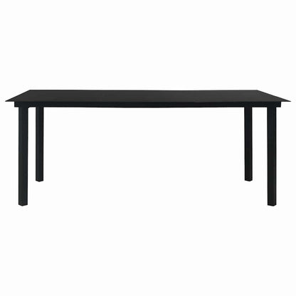 Dining Set | Oak and Black | Poly Rattan, Steel, Glass | Large