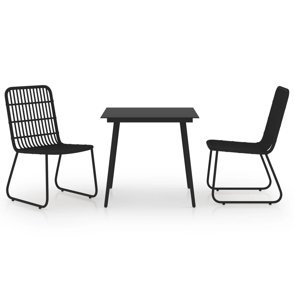 Dining Set | Black | Poly rattan, powder-coated steel, glass | 80 cm