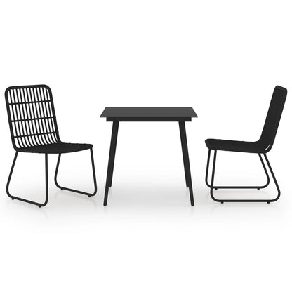 Dining Set | Black | Poly rattan, powder-coated steel, glass | 80 cm