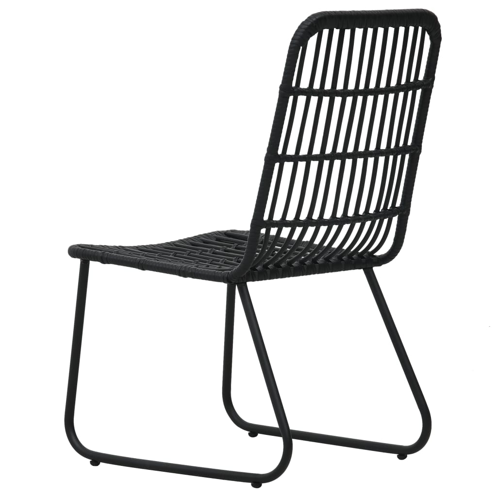 Dining Set | Black | Poly rattan, powder-coated steel, glass | 80 cm