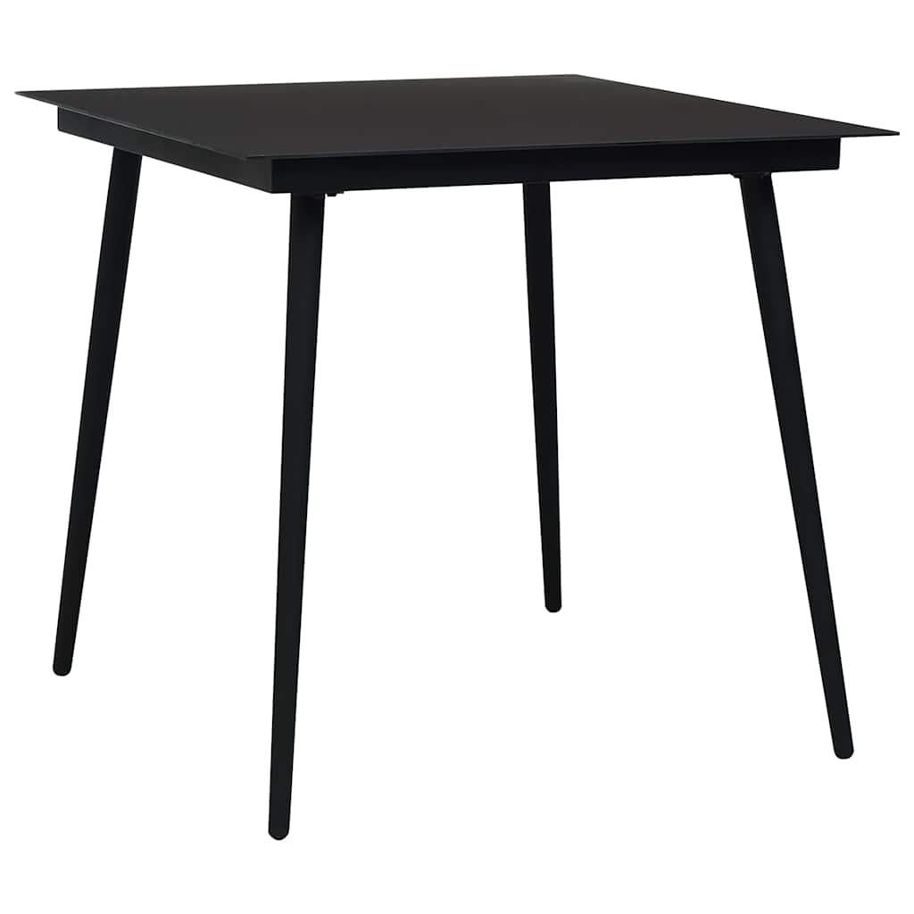 Dining Set | Black | Poly rattan, powder-coated steel, glass | 80 cm