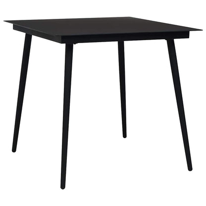 Dining Set | Black | Poly rattan, powder-coated steel, glass | 80 cm