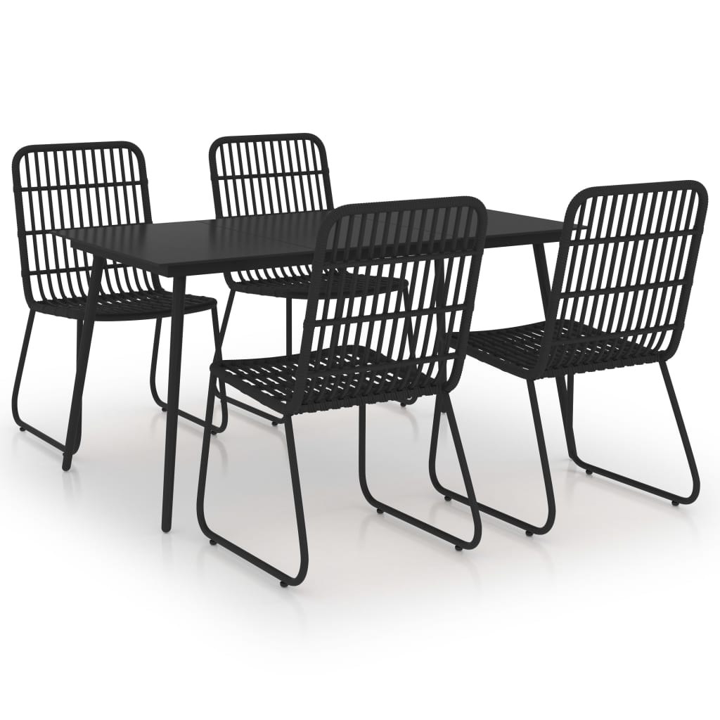 Dining Set | Black | Poly rattan | Large | Stackable | Outdoor Dining Set