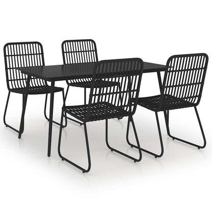 5 Piece Outdoor Dining Set Poly Rattan and Glass