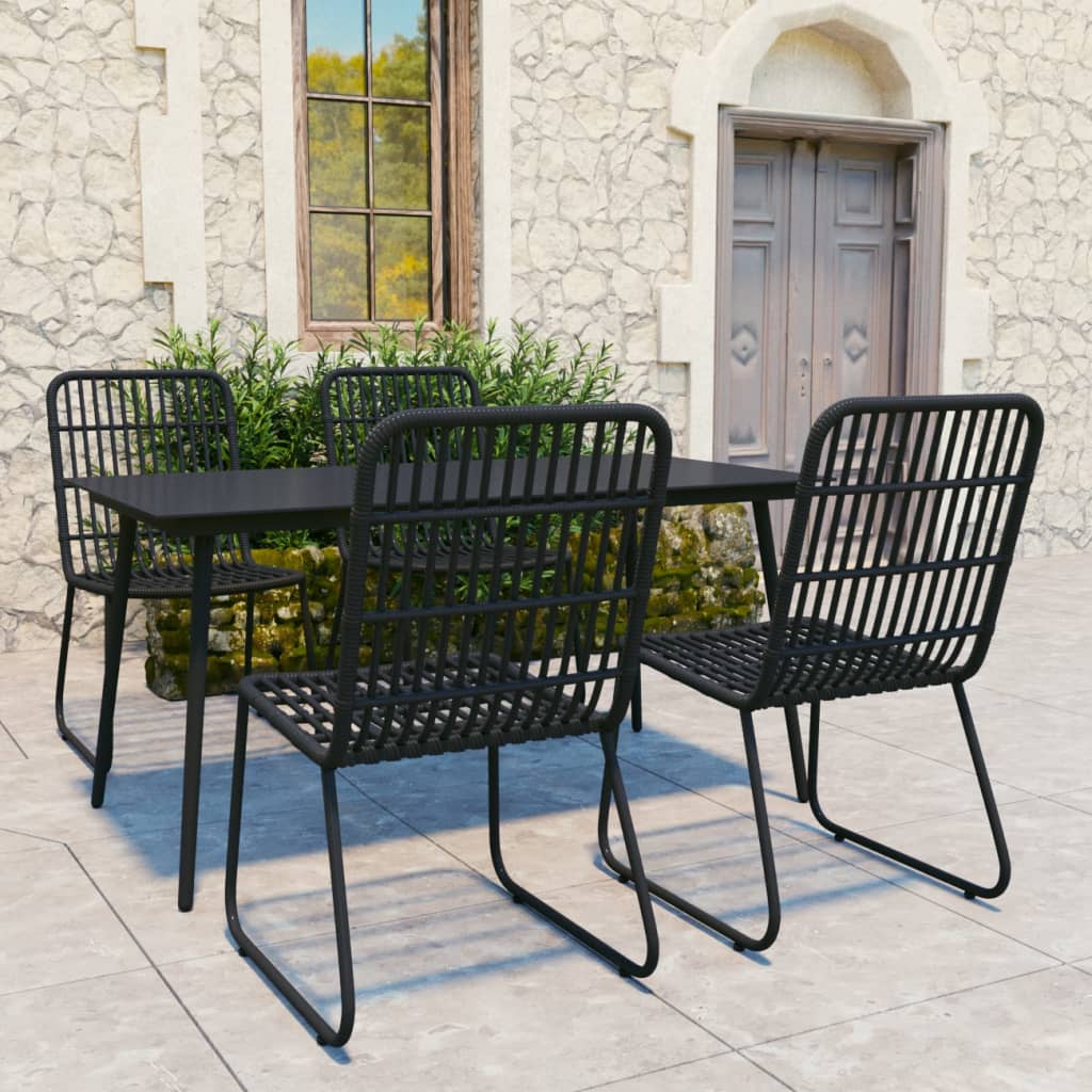 Dining Set | Black | Poly rattan | Large | Stackable | Outdoor Dining Set