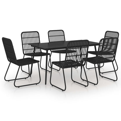 Dining Set | Black | Poly rattan, powder-coated steel, glass