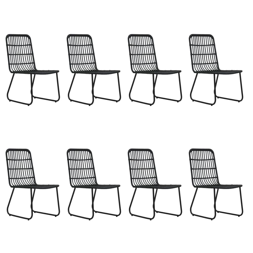 Dining Set | Black | Poly rattan, powder-coated steel, glass | Large