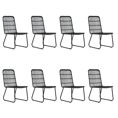 Dining Set | Black | Poly rattan, powder-coated steel, glass | Large