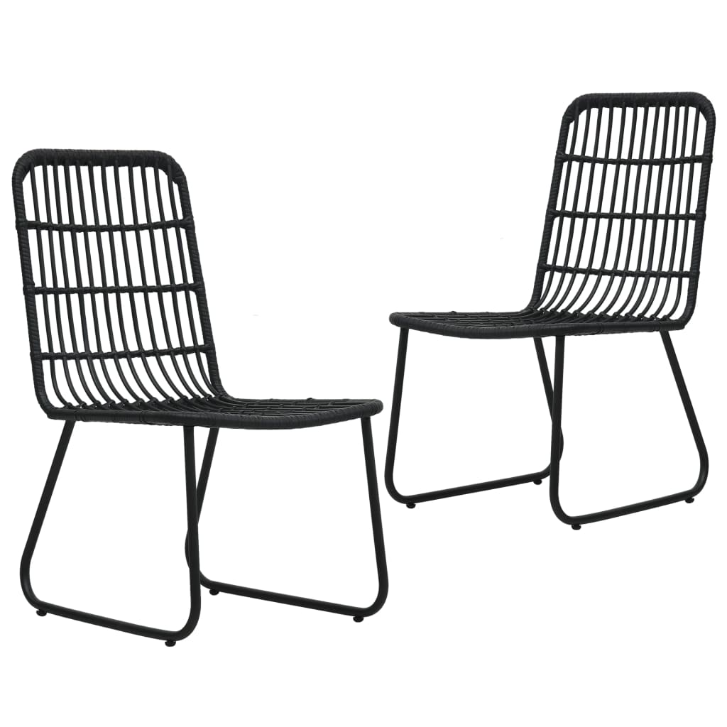 Dining Set | Black | Poly rattan, powder-coated steel, tempered glass