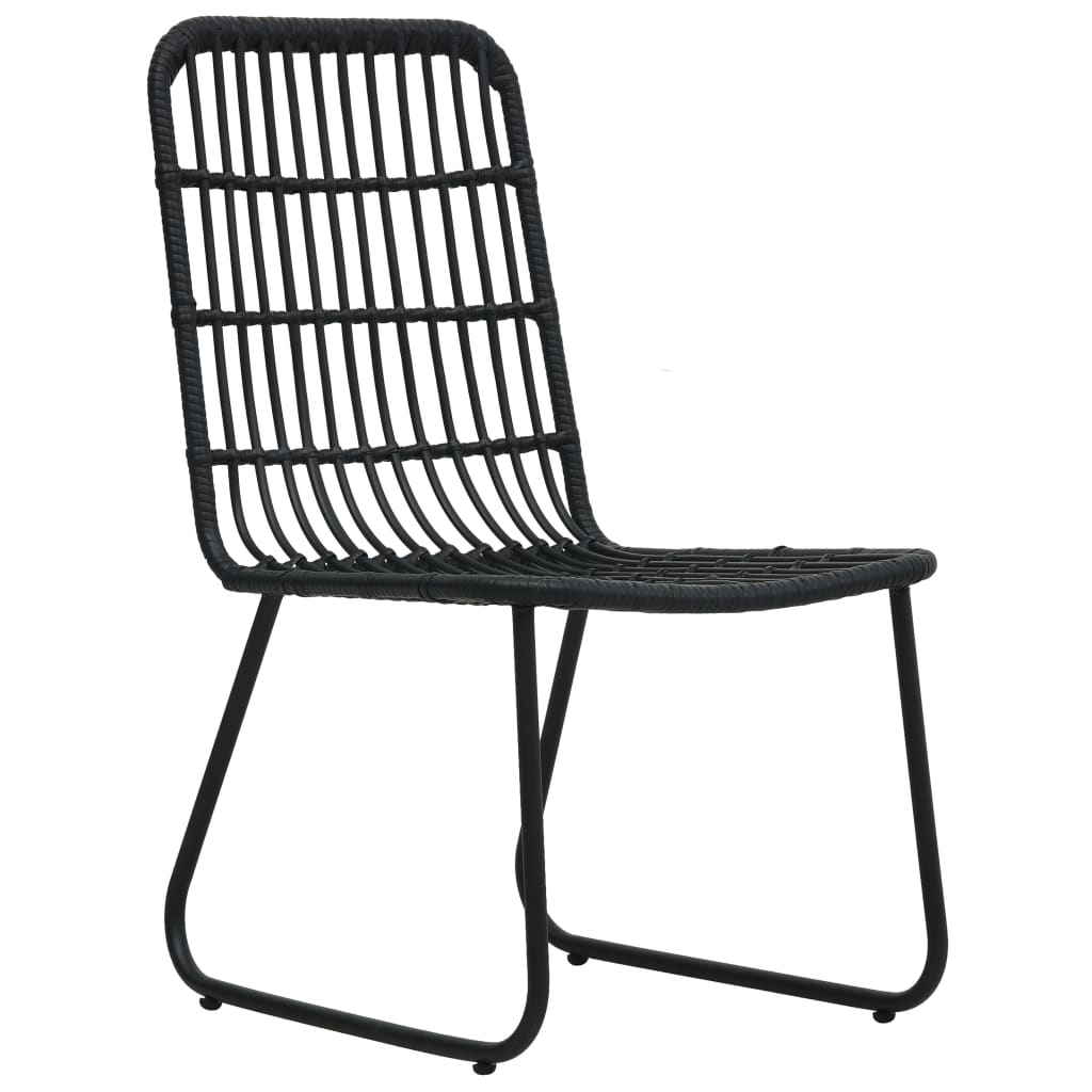 Dining Set | Black | Poly rattan, powder-coated steel, tempered glass