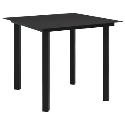 Dining Set | Black | Poly rattan, powder-coated steel, tempered glass