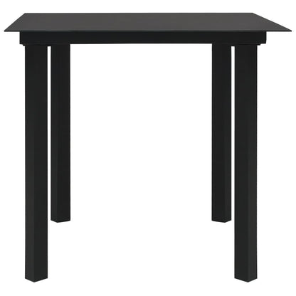 Dining Set | Black | Poly rattan, powder-coated steel, tempered glass