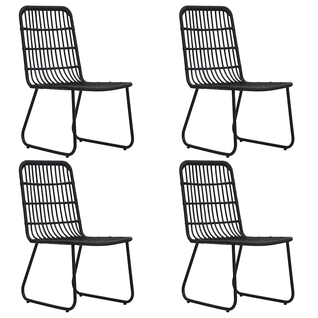 Dining Set | Black | Poly rattan, powder-coated steel, glass | Regular