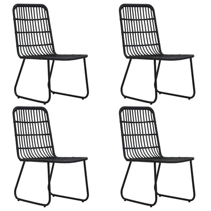 Dining Set | Black | Poly rattan, powder-coated steel, glass | Regular