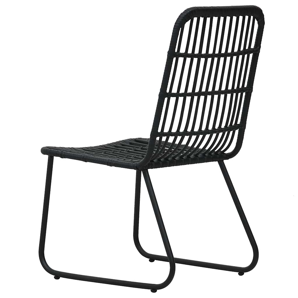 Dining Set | Black | Poly rattan, powder-coated steel, glass | Regular