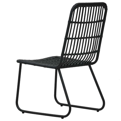 Dining Set | Black | Poly rattan, powder-coated steel, glass | Regular