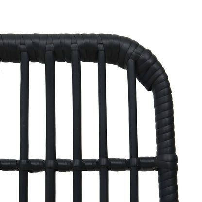 Dining Set | Black | Poly rattan, powder-coated steel, glass | Regular