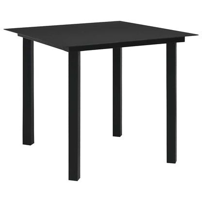 Dining Set | Black | Poly rattan, powder-coated steel, glass | Regular