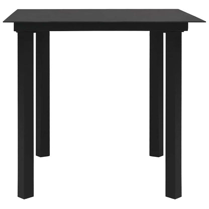 Dining Set | Black | Poly rattan, powder-coated steel, glass | Regular