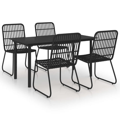 Dining Set | Black | Poly rattan | 5-piece | Stackable | Dining Set