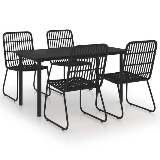 Dining Set | Black | Poly rattan | 5-piece | Stackable | Dining Set