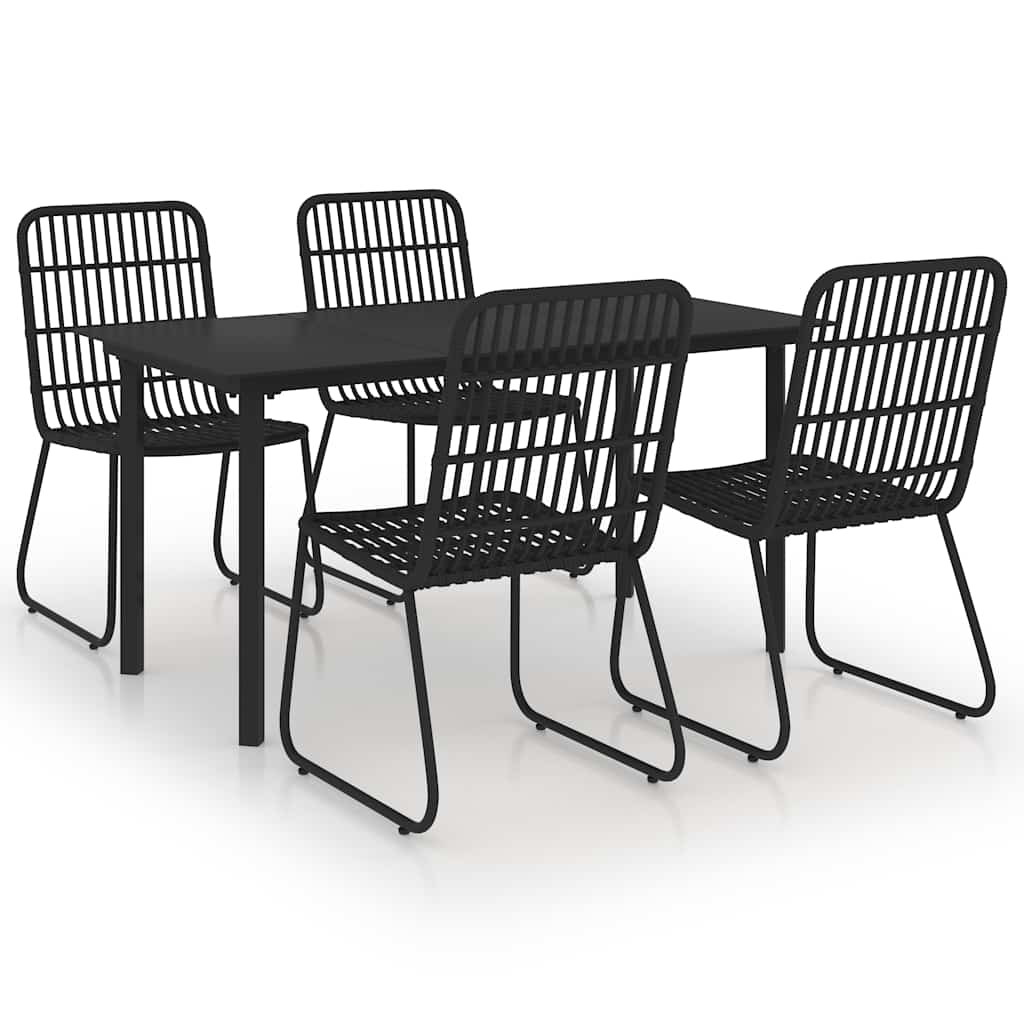 3060251 vidaXL 5 Piece Outdoor Dining Set Poly Rattan and Glass (2x48584+312162)