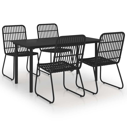5 Piece Outdoor Dining Set Poly Rattan and Glass