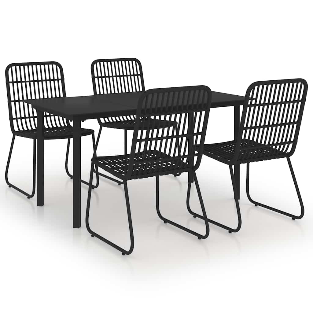 5 Piece Outdoor Dining Set Poly Rattan and Glass