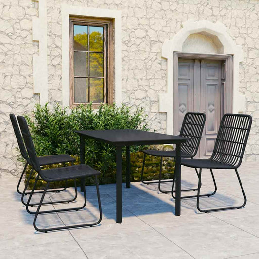 5 Piece Outdoor Dining Set Poly Rattan and Glass