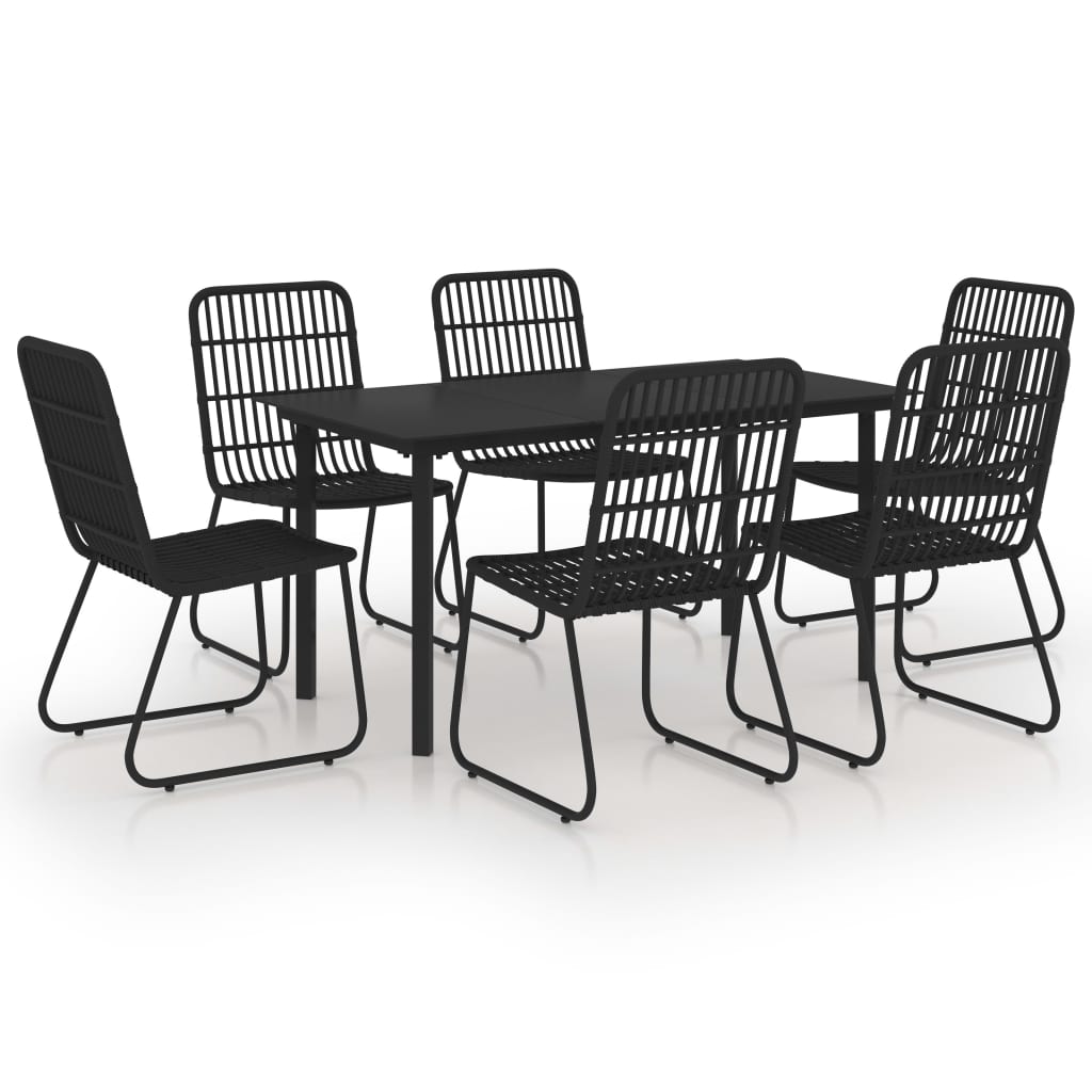 Dining Set | Black | Poly rattan, powder-coated steel, glass