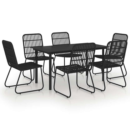 7 Piece Outdoor Dining Set Poly Rattan and Glass