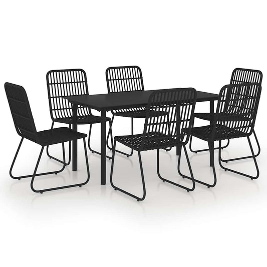 7 Piece Outdoor Dining Set Poly Rattan and Glass