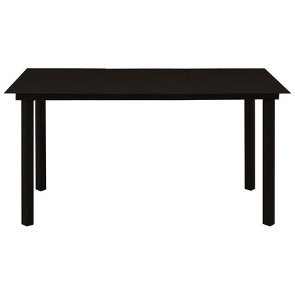 Dining Set | Black | Poly rattan, powder-coated steel, glass