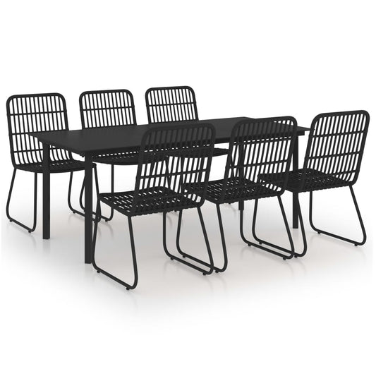 Dining Set | Black | Poly rattan, powder-coated steel, glass
