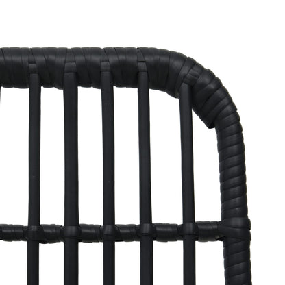 Dining Set | Black | Poly rattan, powder-coated steel, glass