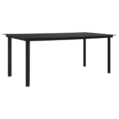 Dining Set | Black | Poly rattan, powder-coated steel, glass