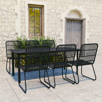 Dining Set | Black | Poly rattan, powder-coated steel, glass