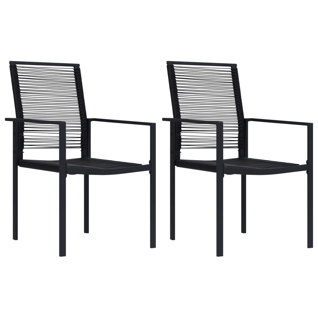 Dining Set | Black | Glass, Powder-Coated Steel, PVC Hollow Rattan