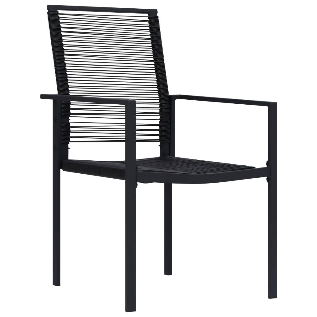 Dining Set | Black | Glass, Powder-Coated Steel, PVC Hollow Rattan